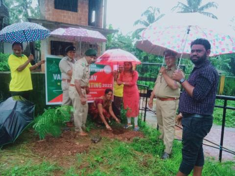 Tree planting and distribution of saplings in a remotely located Govt Primary School in Copardem Village of Sattari Taluka