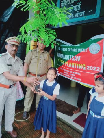 Tree planting and distribution of saplings in a remotely located Govt Primary School in Copardem Village of Sattari Taluka