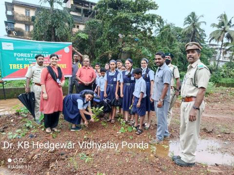 Tree plantation program in Hegdewar School,  Ponda